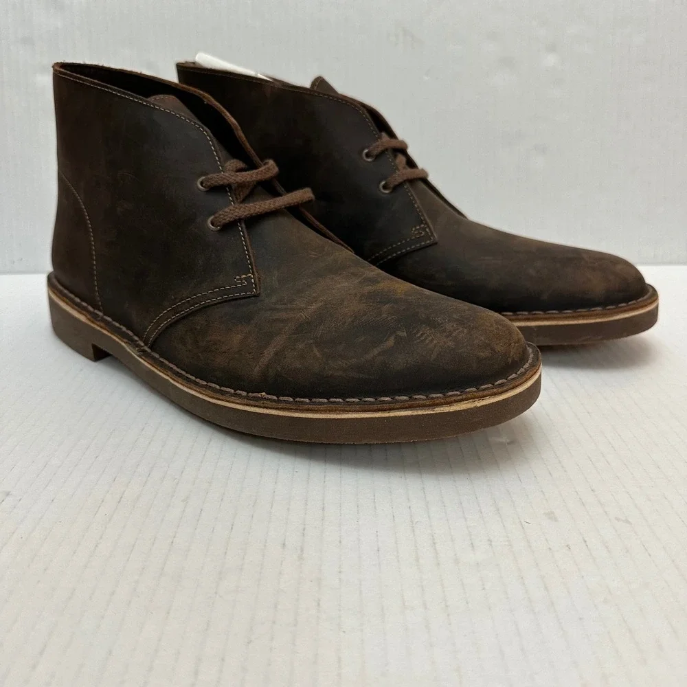 Clarks Desert Boots Mens 13 Bushacre 2 Ankle Brown Leather Lace Up‎ Chukka Shoes